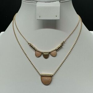 Macy’s Layered Gold Tone Chain Necklace with Blush Colored Pendant Charms